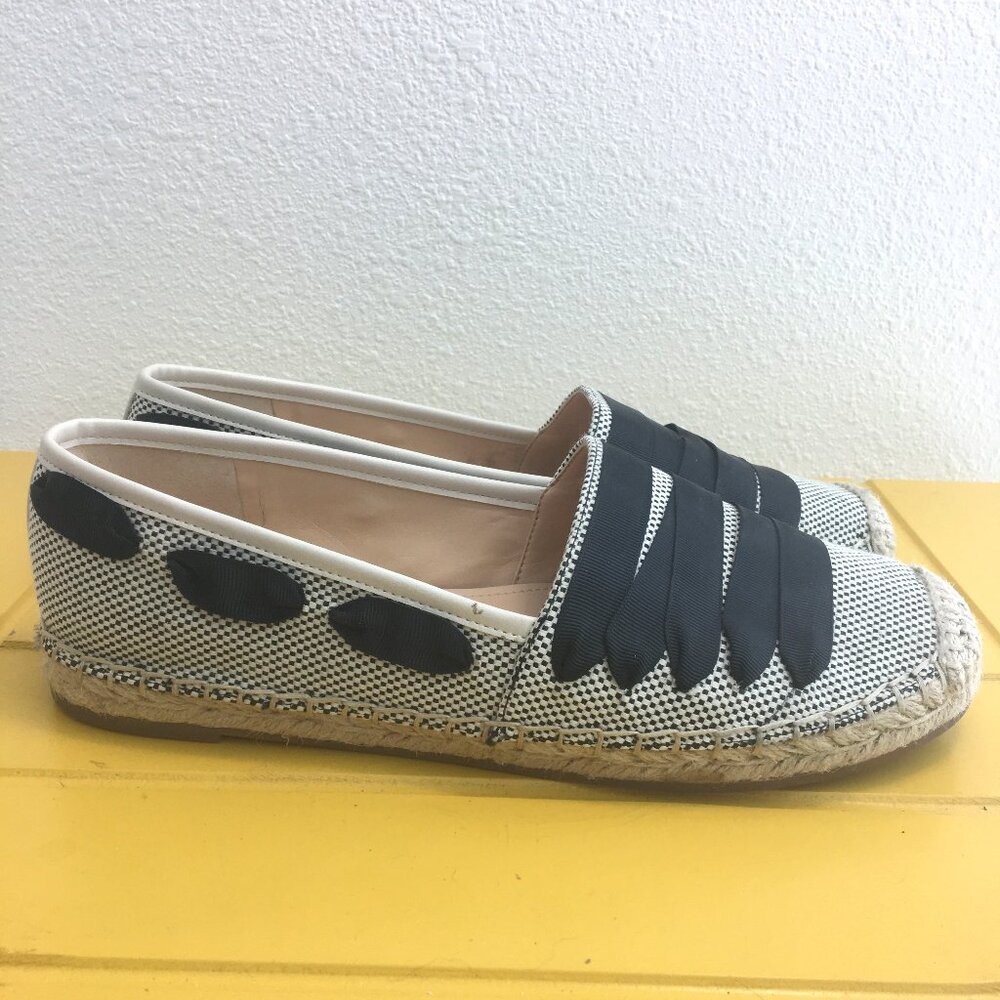 Enzo Angionlini, EP-Fenz espadrille, black/white fabric with black ribbon 8M